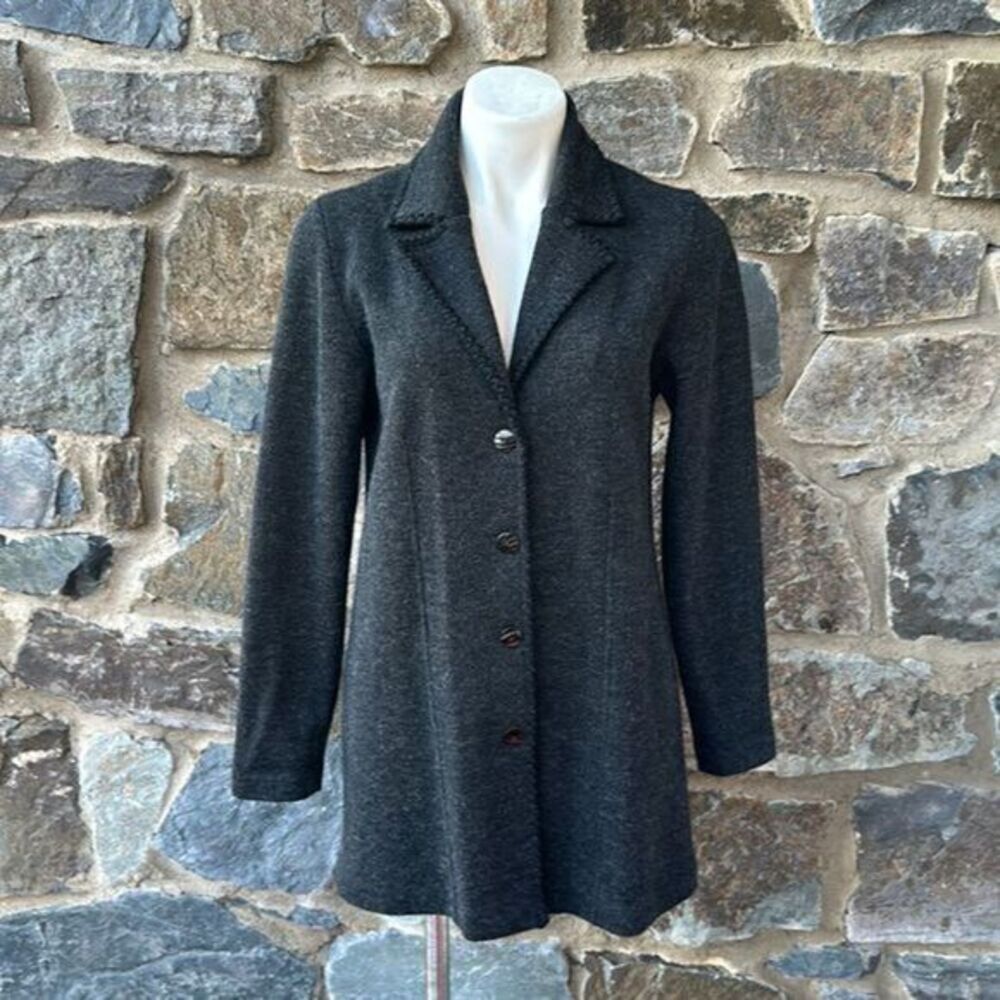 Peruvian Connection Open-Front Sweater Blazer Grey Size S Women's